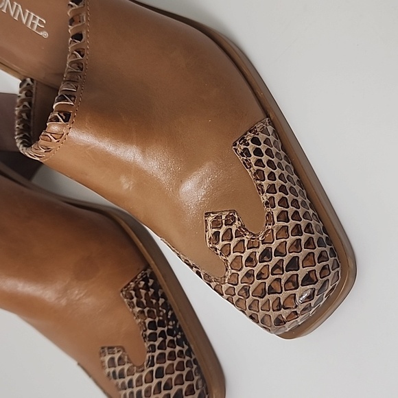 Women's Connie Stirrup Peach Caramel Leather Western Mules Clogs 7M - Picture 5 of 10